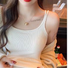 批发带胸垫磨毛保暖双肩带吊带背心女内搭外穿无袖打底<b class='q'>上衣</b>