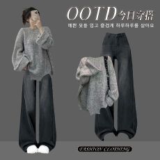 批发2025新款牛仔两件套装长袖打底衫牛仔裤辣妹穿搭整套潮