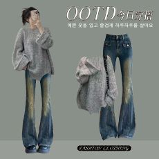 批发2025新款牛仔两件套装长袖打底衫牛仔裤辣妹穿搭整套潮