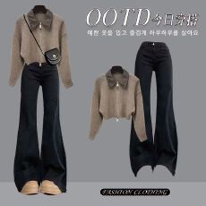 批发2025新款牛仔两件套装长袖打底衫牛仔裤辣妹穿搭整套潮