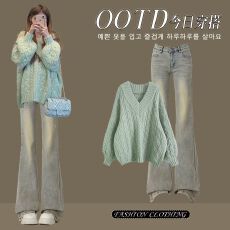 批发2025新款牛仔两件套装长袖打底衫牛仔裤辣妹穿搭整套潮