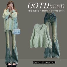 批发2025新款牛仔两件套装长袖打底衫牛仔裤辣妹穿搭整套潮