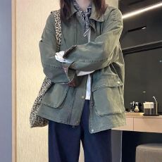 批发特大码<b class='q'>女装</b>2025秋季复古拼接牛仔<b class='q'>外套</b>设计宽松休闲夹克上衣外穿潮