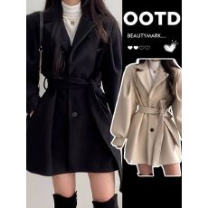 批发短款黑色毛呢外套2025年新款女风衣小个子秋冬加厚大衣高级感好看