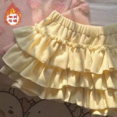 批发【双面绒少女奶黄蛋糕宝宝绒蓬蓬花苞裙秋<b class='q'>冬</b>裙裤显瘦防走光半身裙