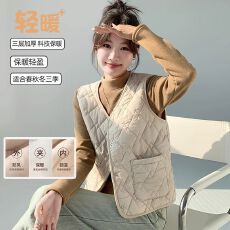 批发羽绒棉<b class='q'>马甲</b>女秋冬2025新款保暖背心轻薄短款v领秋冬加绒坎肩内胆