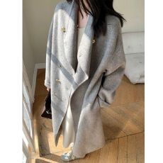 批发法系小香风灰色双面呢大衣女2025<b class='q'>秋</b>冬新款高级中长款韩版呢子外套