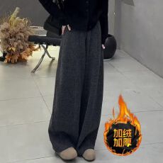 批发2025秋冬新款加绒加厚阔腿<b class='q'>裤</b><b class='q'>显瘦</b>休闲<b class='q'>裤</b>子女窄弯刀<b class='q'>裤</b>百搭