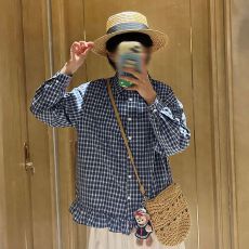 批发设计感荷叶边下摆<b class='q'>森系</b>长袖<b class='q'>衬衫</b>女春秋新款学院风宽松显瘦文艺<b class='q'>衬衣</b>