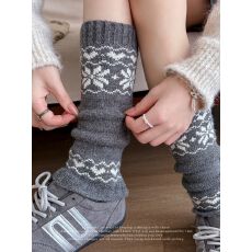 批发【北极绒】格雷系灰色小腿<b class='q'>袜</b>秋冬季撞色针织腿套日系保暖堆堆<b class='q'>袜</b>