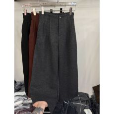 批发韩系松紧高腰羊毛呢阔腿裤女2026秋冬新款宽松显瘦直筒休闲西裤女