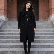 批发欧货2025秋冬新款大码宽松加厚中长款羊羔毛时尚气质毛绒复古外套