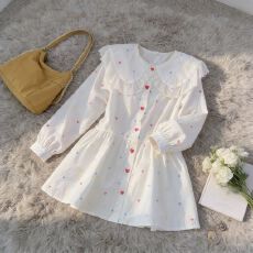 批发春秋新款减龄印花长袖显瘦短裙裙子女甜美娃娃<b class='q'>连衣裙</b><b class='q'>可爱</b>设计宽松
