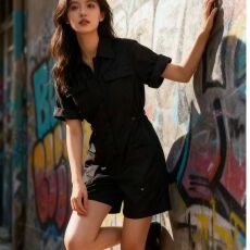 批发polo领工装连体短裤<b class='q'>套装</b>女<b class='q'>欧洲站</b>夏装2024新欧货显瘦休闲连衣裤潮