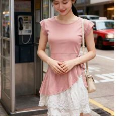 批发甜美风不规则上衣套装女夏<b class='q'>可爱</b>减龄花苞半身裙设计感绑带无袖背心