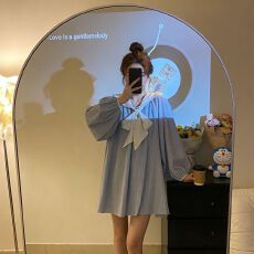 批发海军风条纹甜美连衣裙女秋季2026新款潮ins韩版时尚显瘦<b class='q'>可爱</b>裙子