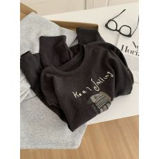 批发【德绒】特<b class='q'>大码</b>300斤小马印花深灰色T恤女秋冬保暖磨毛打底衫