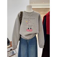 批发【华棉复真超】特<b class='q'>大码</b>300斤卡通刺绣鸭子保暖加绒套头卫衣女