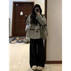 批发灰色立领牛角扣呢子大衣女2026新款毛呢外套小个子赫本风气质韩系