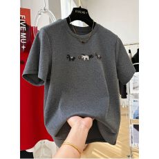 批发德绒特<b class='q'>大码</b>300斤2026春季新款卡通刺绣磨毛短袖T恤女