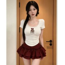 批发芭蕾风红色半身裙女早秋新款纯欲辣妹<b class='q'>蓬蓬</b>蛋糕裙小个子a字超<b class='q'>短裙</b>