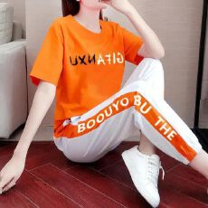 批发纯棉韩版新款夏装运动服女2026时尚休闲大码宽松显瘦运动服二件套
