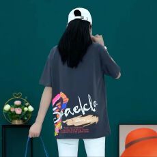 批发纯棉<b class='q'>圆领</b>2026新款创意手绘卡通动物潮牌宽松大版纯棉<b class='q'>t</b><b class='q'>恤</b>短袖上衣