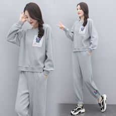 批发运动服套装女2026春<b class='q'>秋</b>新款时尚大码宽松显瘦洋气卫衣休闲两件套潮