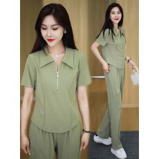 批发时尚休闲套装2026年<b class='q'>夏</b>季新款POLO领洋气显瘦减龄气质运动服两件套