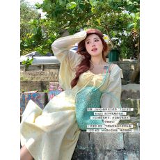 度假风花边连衣裙女2026夏季新款微胖大码碎花吊带裙子