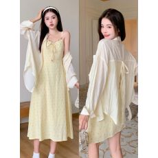 批发森系度假2026花边夏季套装甜美新款温柔<b class='q'>连衣</b>裙孕妇抖音碎花吊带裙