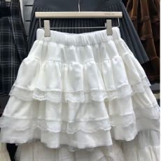 批发【 双面绒】秋<b class='q'>冬</b>甜美芭蕾风半身裙蓬蓬裙蕾丝蛋糕裙短裙女