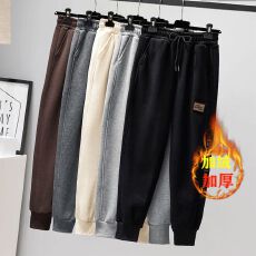 批发运动裤女2020秋冬新款休闲裤子加绒加厚外穿灰色宽松<b class='q'>百搭</b>束脚卫裤