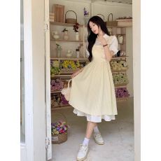 批发学院风减龄少女<b class='q'>连衣裙</b><b class='q'>可爱</b>甜美萝莉塔公主裙格纹假两件法式a字裙