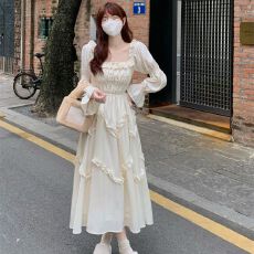 批发甜美<b class='q'>连衣裙</b>温柔新款初恋收腰显瘦气质<b class='q'>公主</b>裙子长袖法式仙女<b class='q'>连衣裙</b>