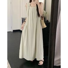 批发无袖背心<b class='q'>连衣裙</b>子女夏季新款网红爆款海边度假高级感露背长裙
