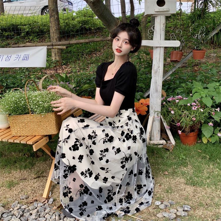 슈퍼 요정 품격 센 부서 첫사랑 페이크 레이어드 드레스 여름 품격 연령 감소 소녀 고급 센스 치마