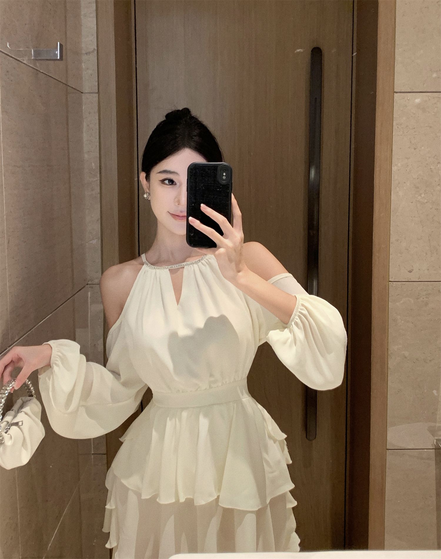 드레스 여름 새로운 빛 럭셔리 고급 센스 슬립 행침 목 드레스 순수한 욕망 오프숄더 슈퍼 아름다움 요정 치마