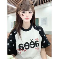 刺绣+印花+内里铺布19支220克纯棉短袖T恤女