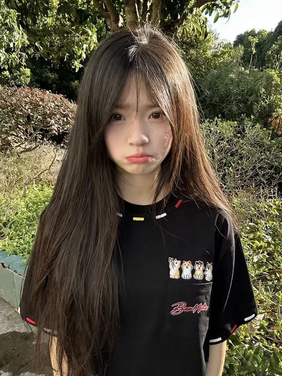 전체 비밀 바늘 자수 주머니 네리 가게 천 19 지점 220 그램 순면 반팔 티셔츠 여성