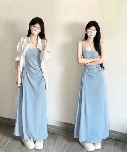 2026 새로운 달콤한 매운맛 여성 드레스 여름 프랑스식 슬립 롱 스커트 도루 센스 몸매 가꾸기 품격 휴가 치마