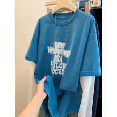 批发【21支纯棉➕蕾丝】特大码300斤春夏美式防晒<b class='q'>打底衫</b>假两件上衣