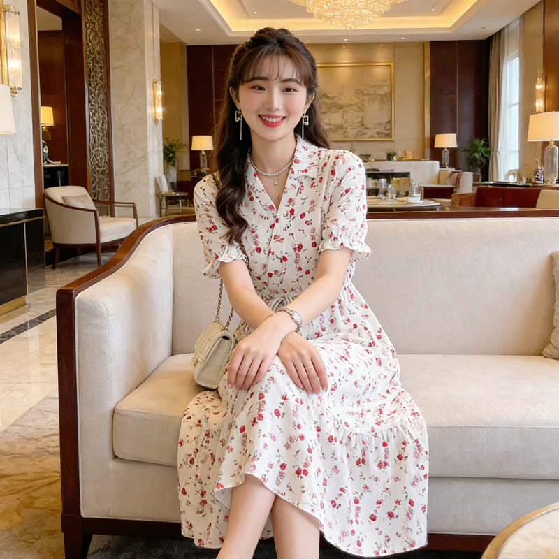 임산부 여름 드레스 드레스 여름 외국 가스 인터넷 유명인 출산 착용 트렌디 매운맛 섹시함 맨위 여름 무릎 아래 길다 치마 트렌디