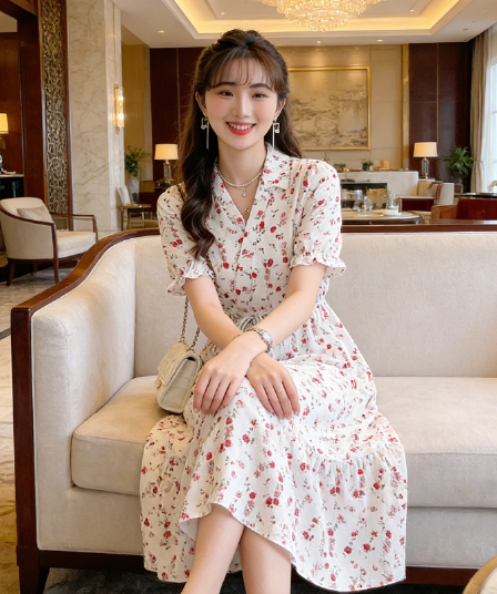 임산부 여름 드레스 드레스 여름 외국 가스 인터넷 유명인 출산 착용 트렌디 매운맛 섹시함 맨위 여름 무릎 아래 길다 치마 트렌디