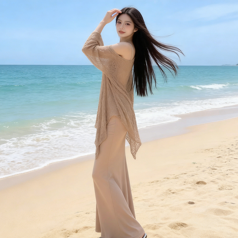 그는 벤 바람 검정색 오프숄더 여성 드레스 2026 봄 가을 새로운 레이스 블라우스 허리 수축 슬림해 보이는 인어 꼬리 롱 스커트