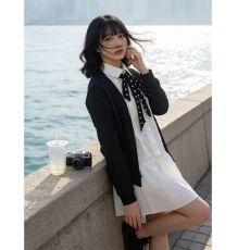 批发大码学院风套装黑色开衫白<b class='q'>连衣裙</b>两件套女胖mm早秋减龄穿搭一整套