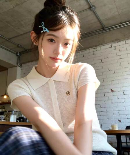 한 부서 작은 대중 POLO 칼라 얼음 실크 니트 반팔 티셔츠 여성 여름 작은 키 고유 한 아름다운 그레이트 봐. 의류