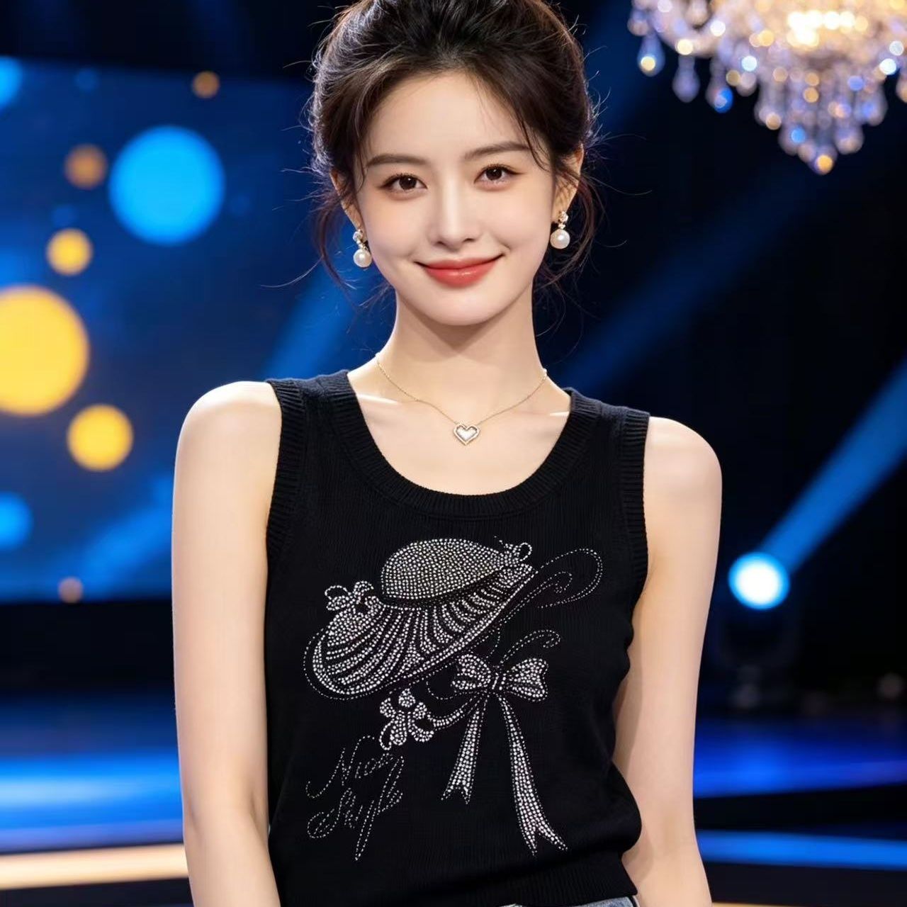 패션 라운드 넥 무거운 작업 모자 핫픽스 다용도 풀오버 조끼
