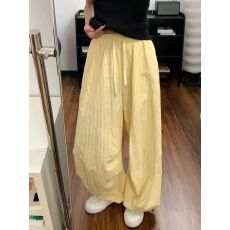 批发立体腰头-条纹<b class='q'>工装</b>阔腿裤女夏薄高腰宽松显瘦酷飒风伞兵冲锋裤