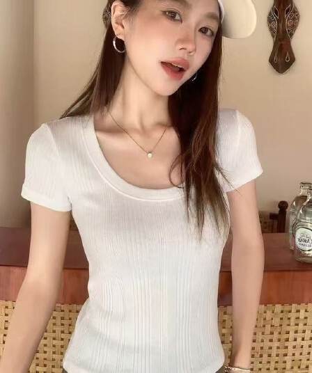 일상 편안함 지구 반팔 티셔츠 긍정적 인 어깨 몸매 가꾸기 한 부서 핫걸 슬림해 보이는 짧은 맨위 여성